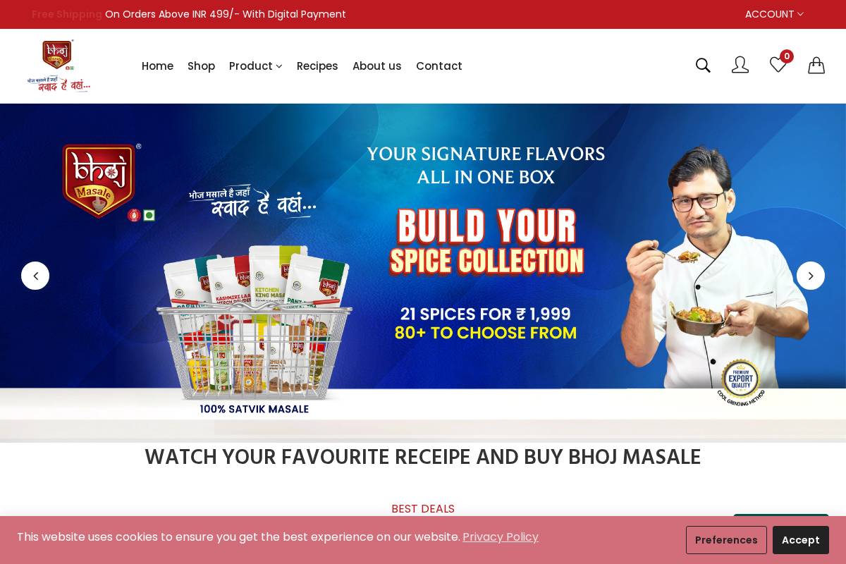 bhojmasale.com homepage screenshot