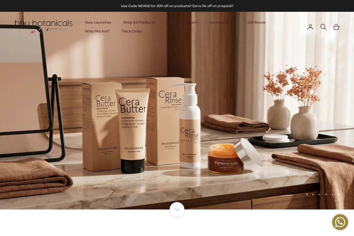 bhu botanicals homepage screenshot