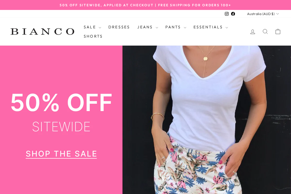 Bianco Jeans homepage screenshot