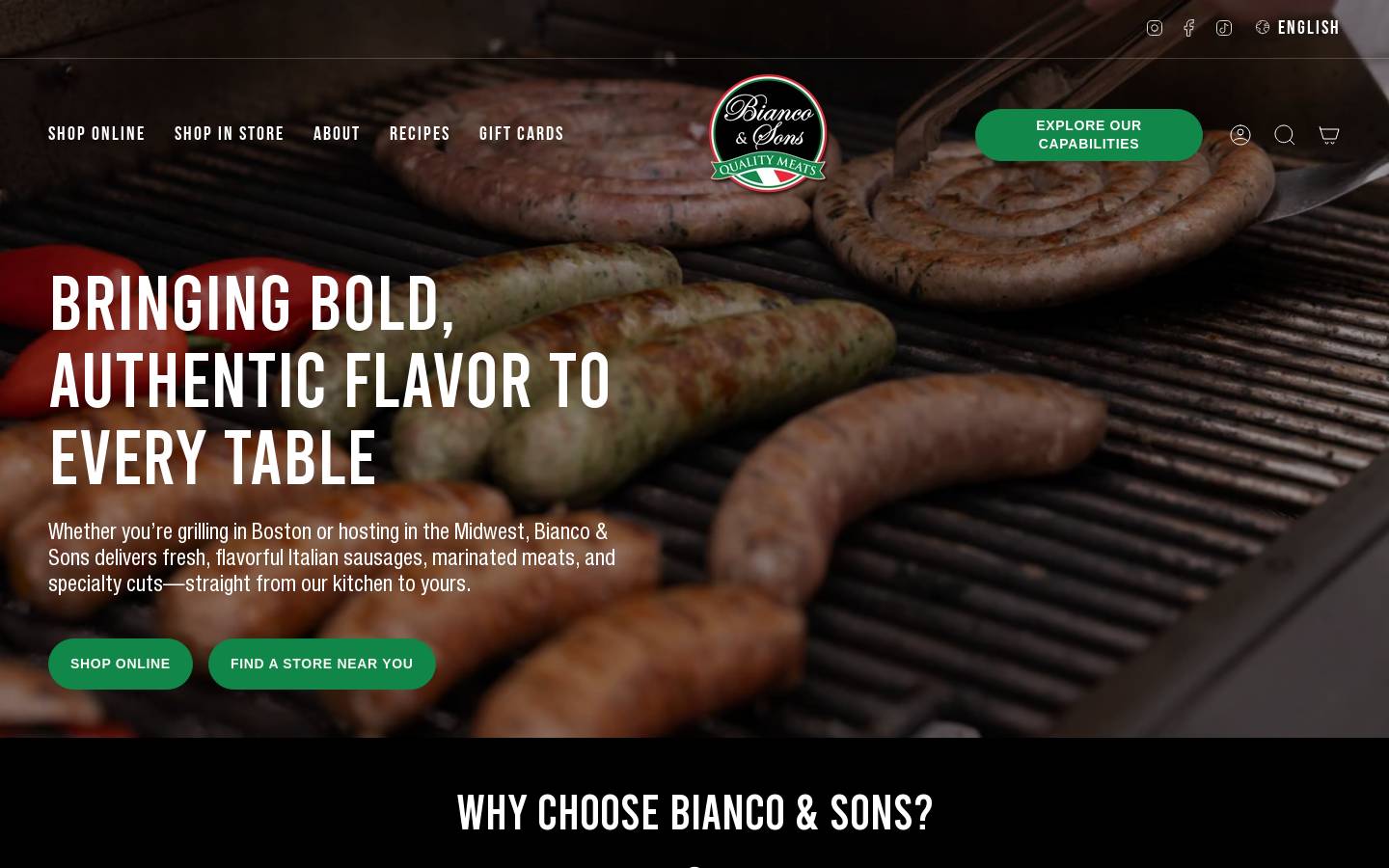 biancosausage.com homepage screenshot