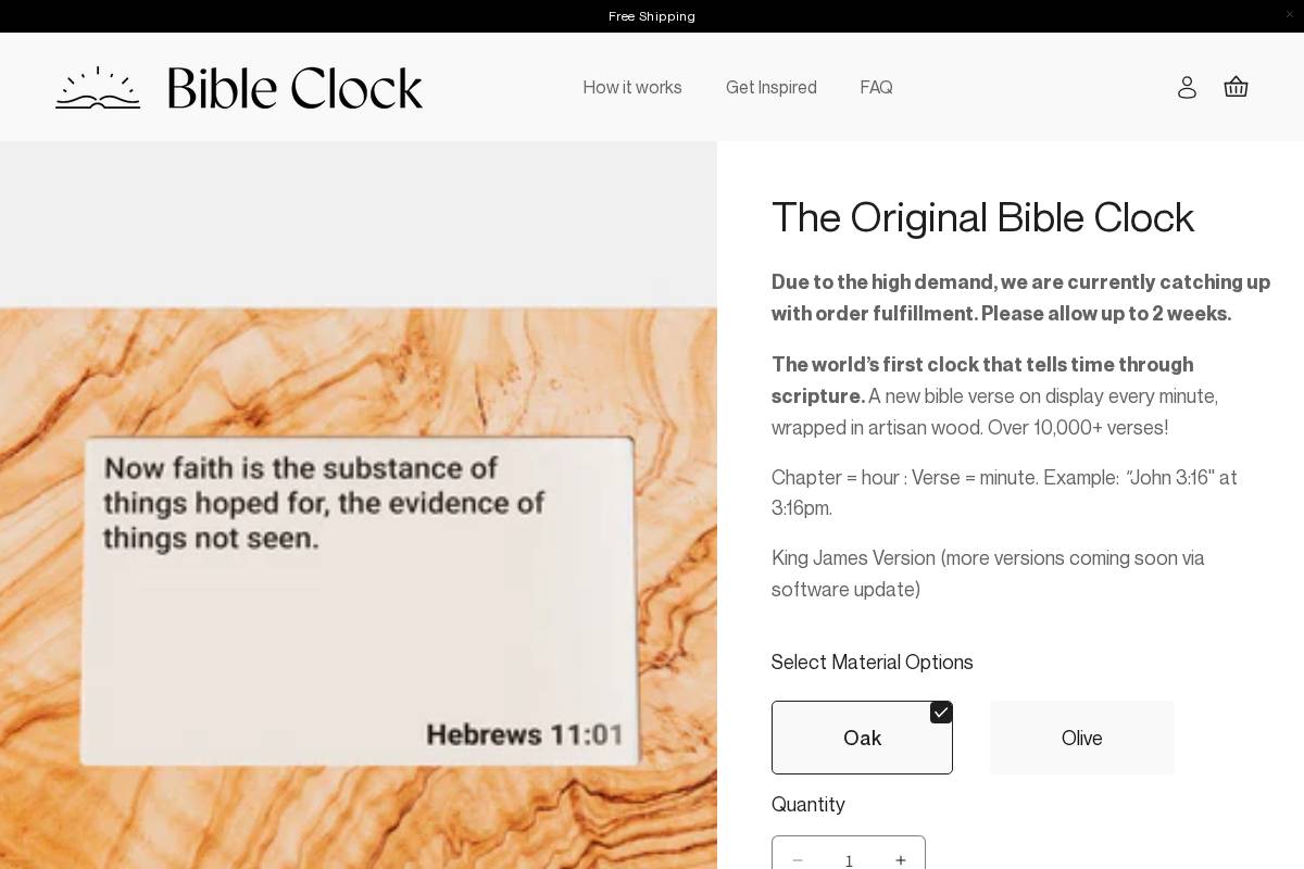 Bible Clock homepage screenshot