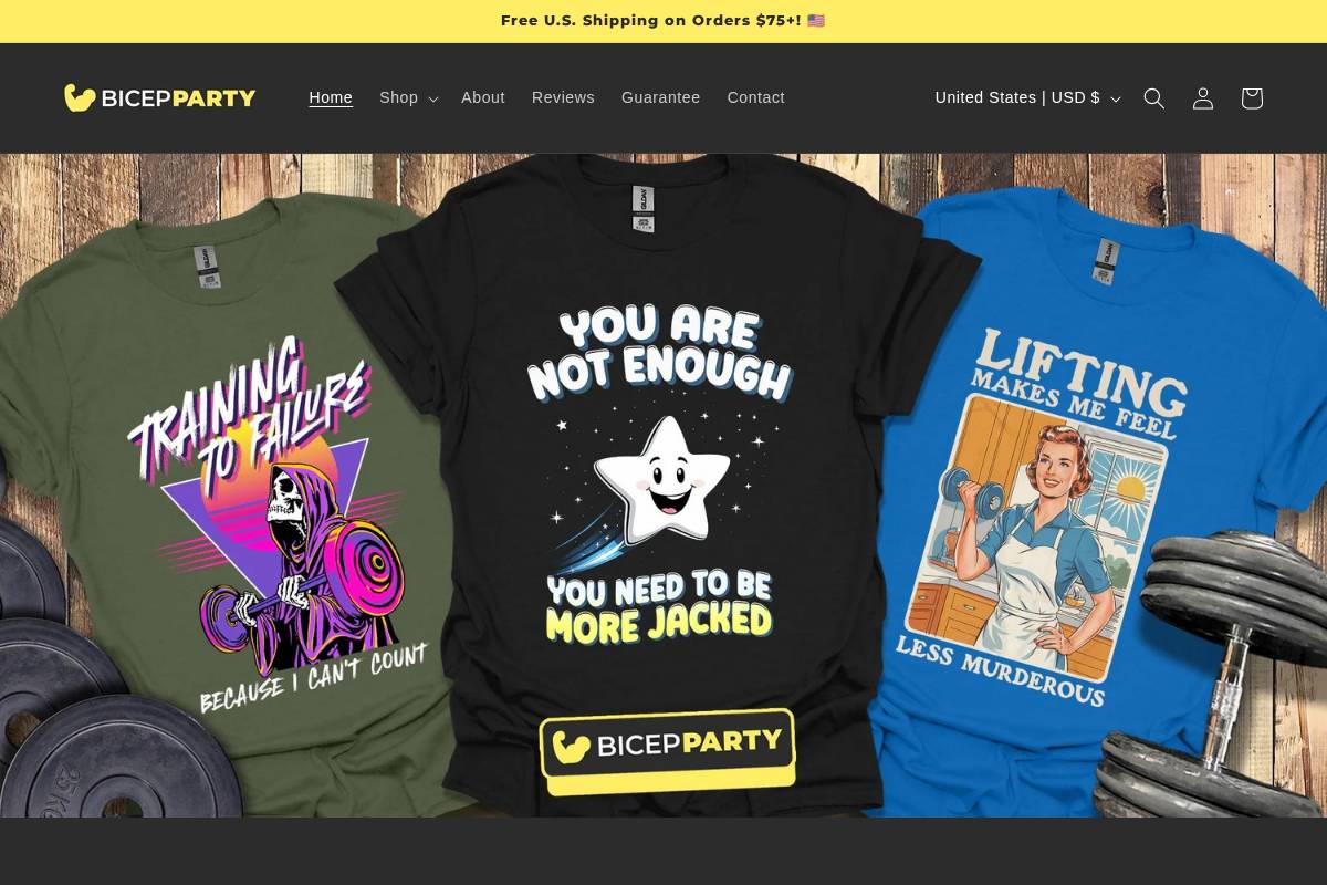 bicepparty.com homepage screenshot