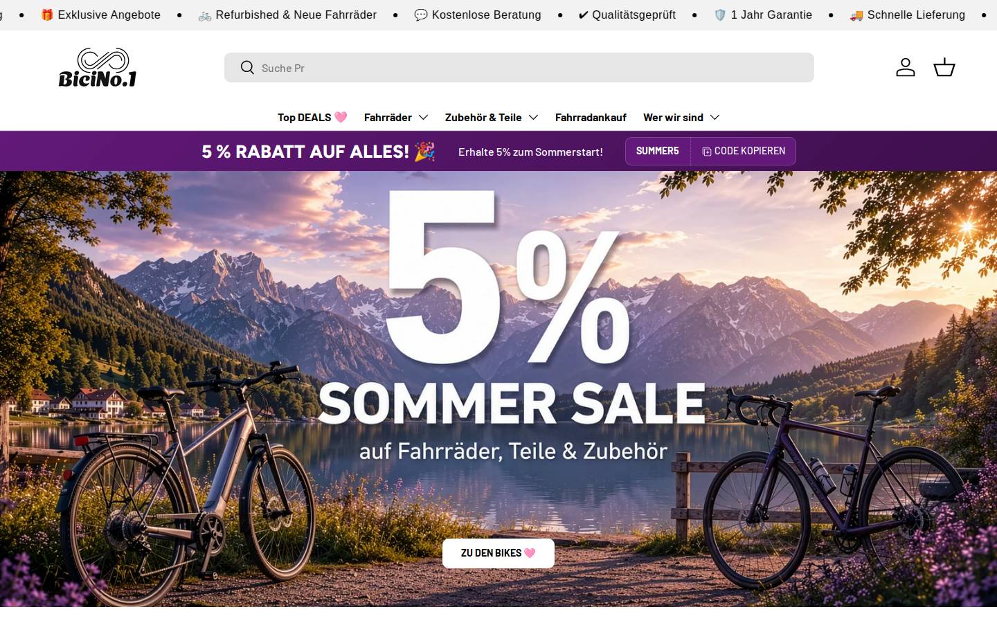 Bici No.1 homepage screenshot