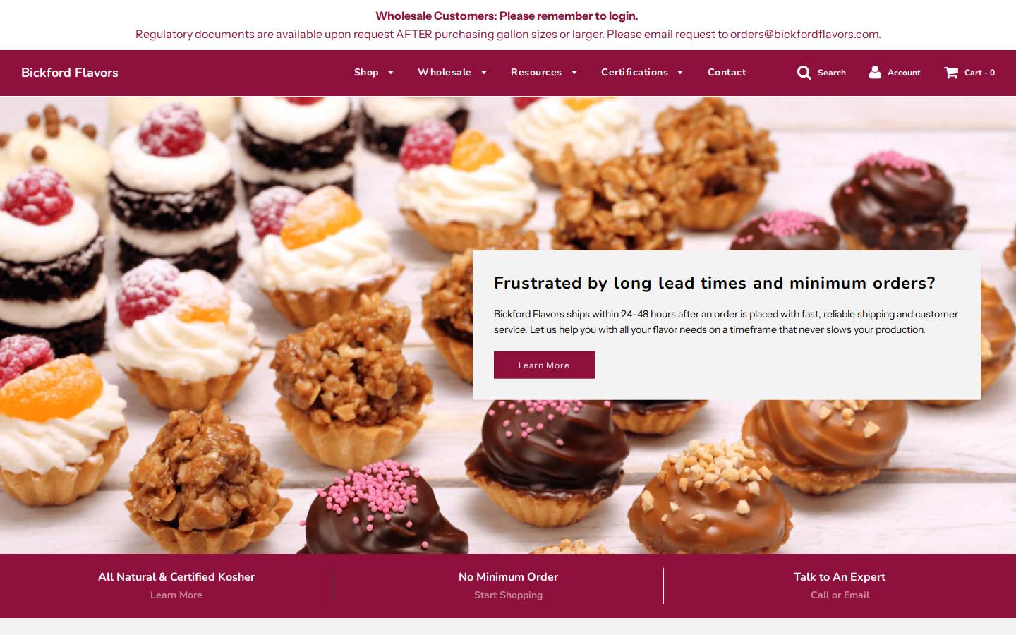 Bickford Flavors homepage screenshot