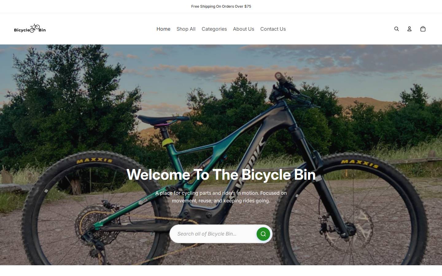 bicyclebin.com homepage screenshot
