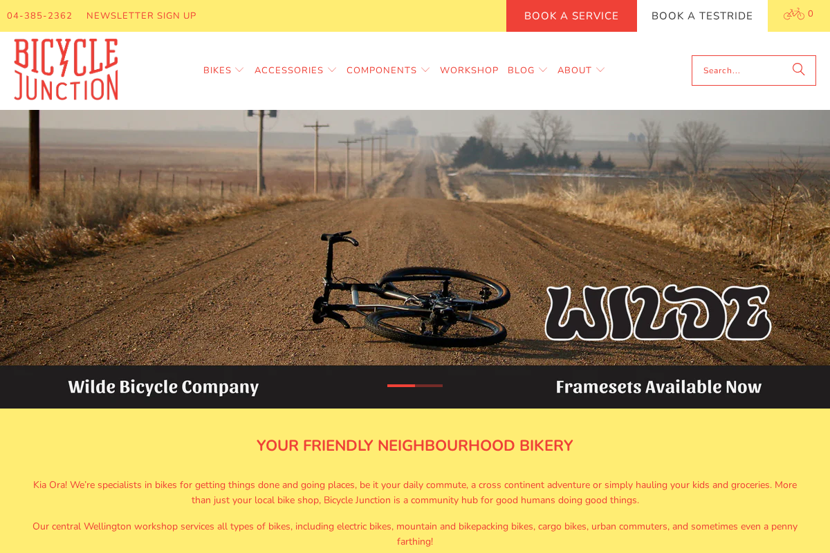 BicycleJunction homepage screenshot