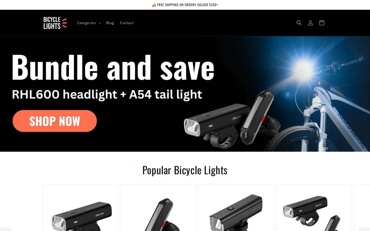 bicyclelights.com.au homepage screenshot