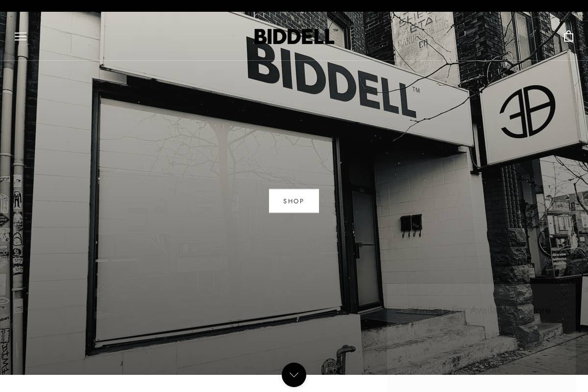 biddell.shop homepage screenshot