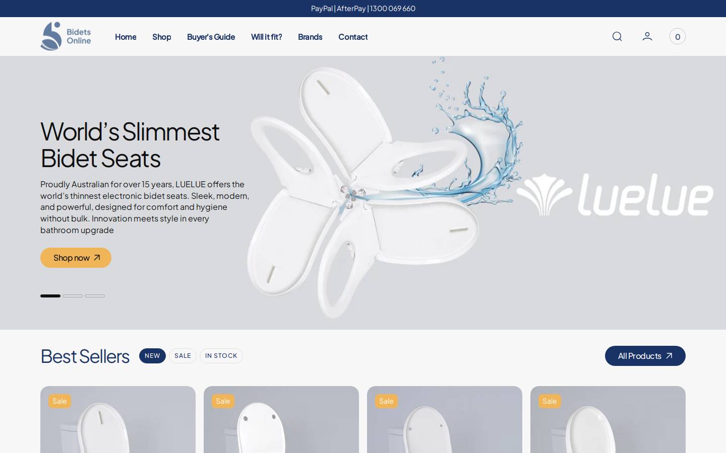 bidetsonline.com.au homepage screenshot