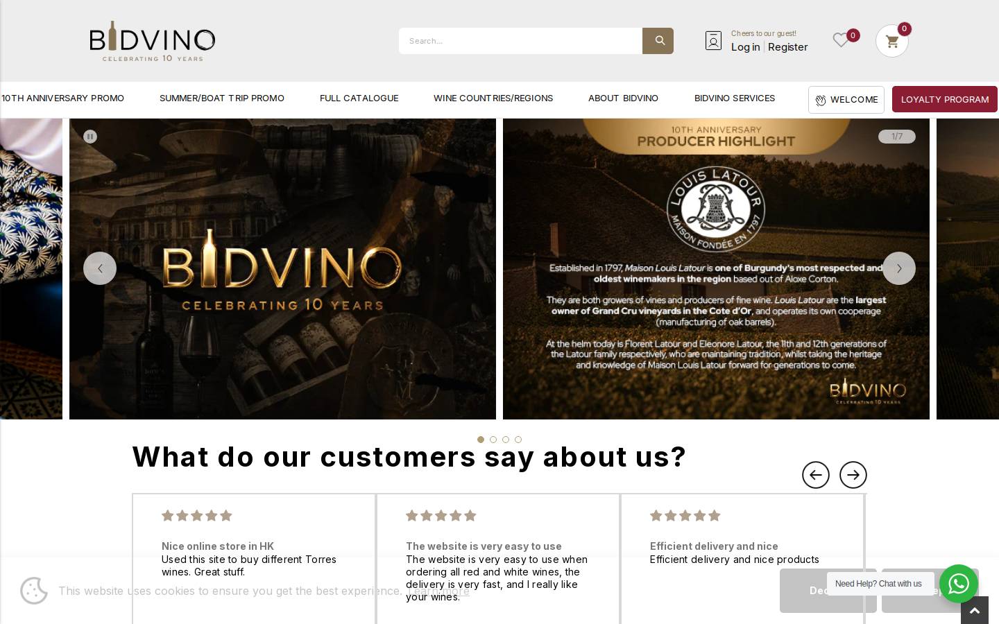bidvino.com homepage screenshot