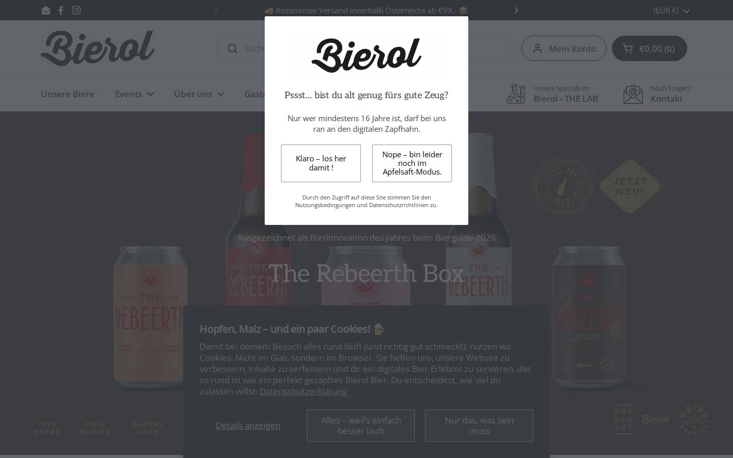 bierol.at homepage screenshot