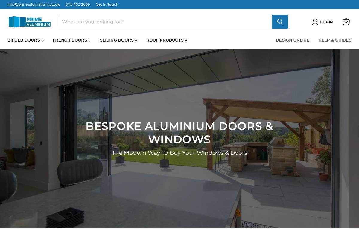 Bifold Doors Online homepage screenshot