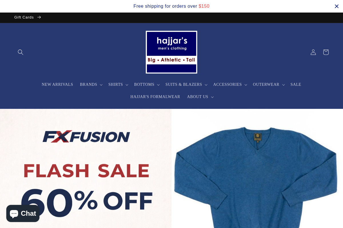 Hajjars Big & Tall Men's Clothing homepage screenshot