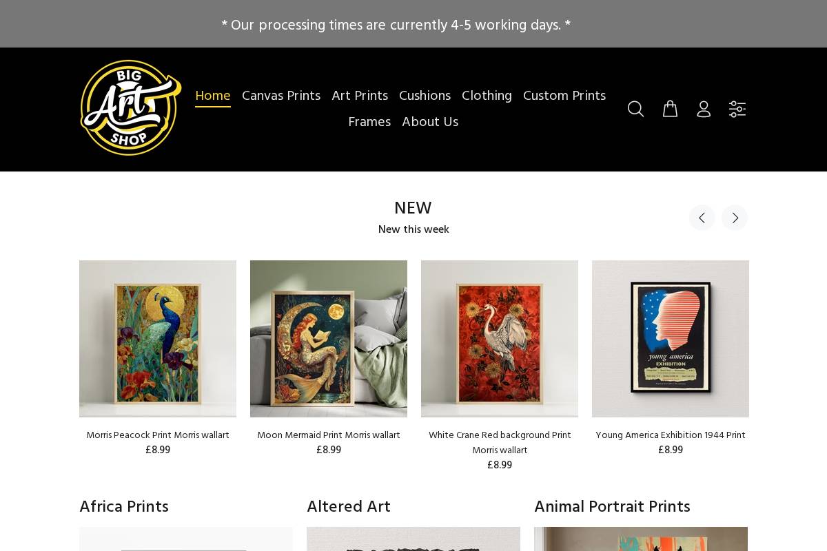 bigartshop.co.uk homepage screenshot