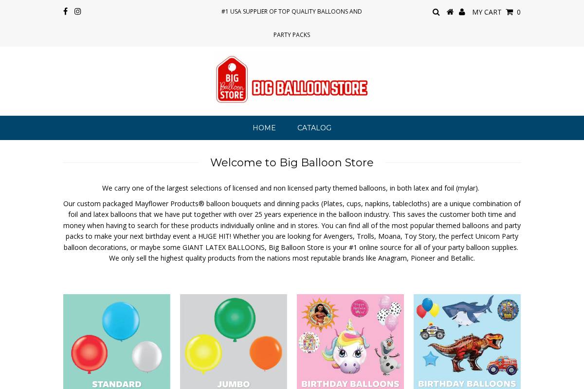 bigballoonstore.com homepage screenshot