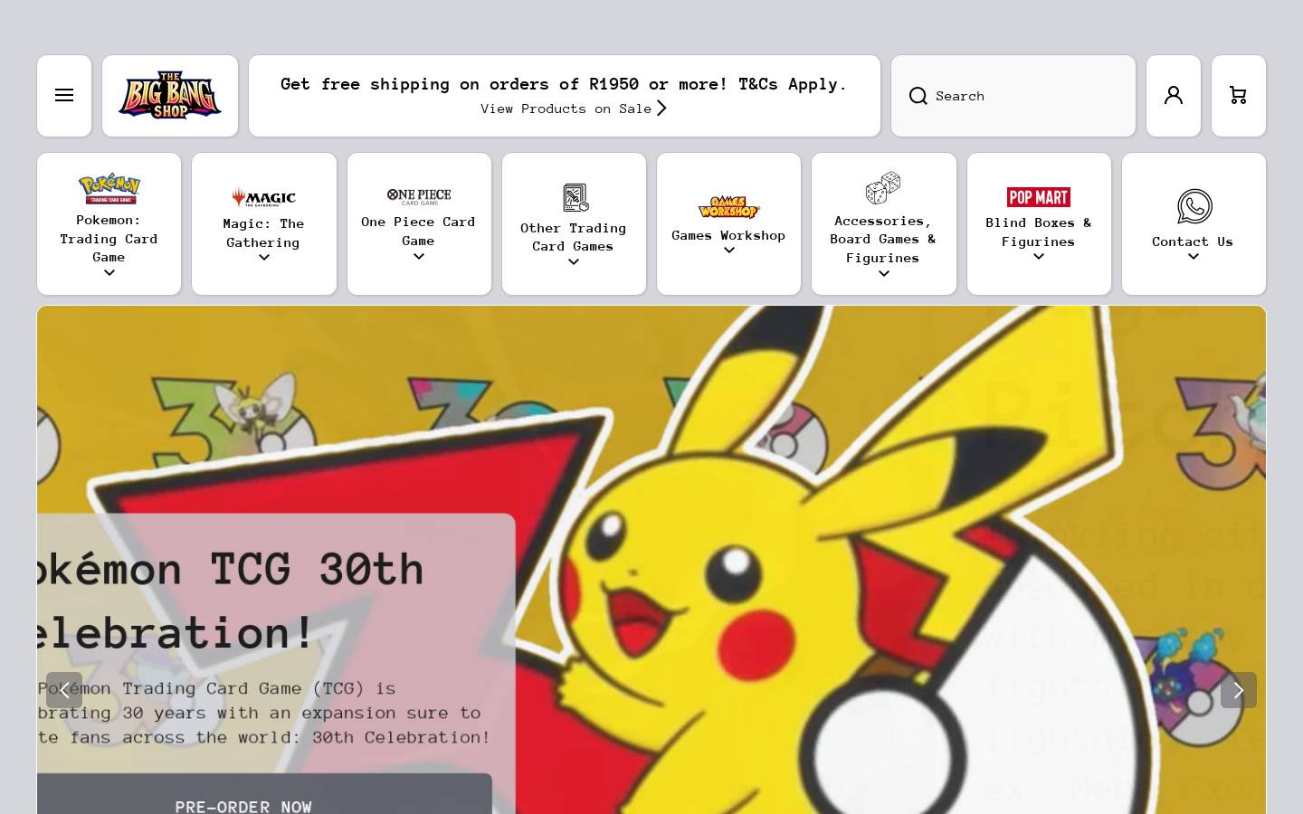 bigbangshop.co.za homepage screenshot