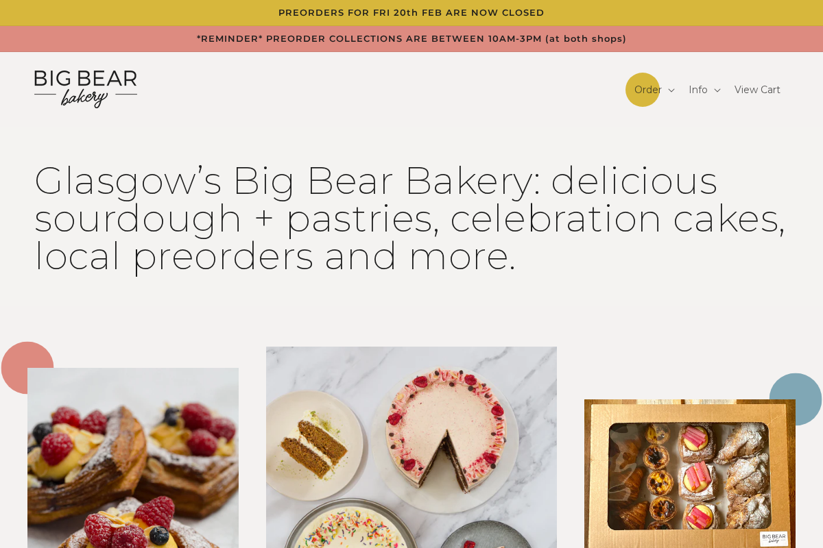 Big Bear Bakery homepage screenshot