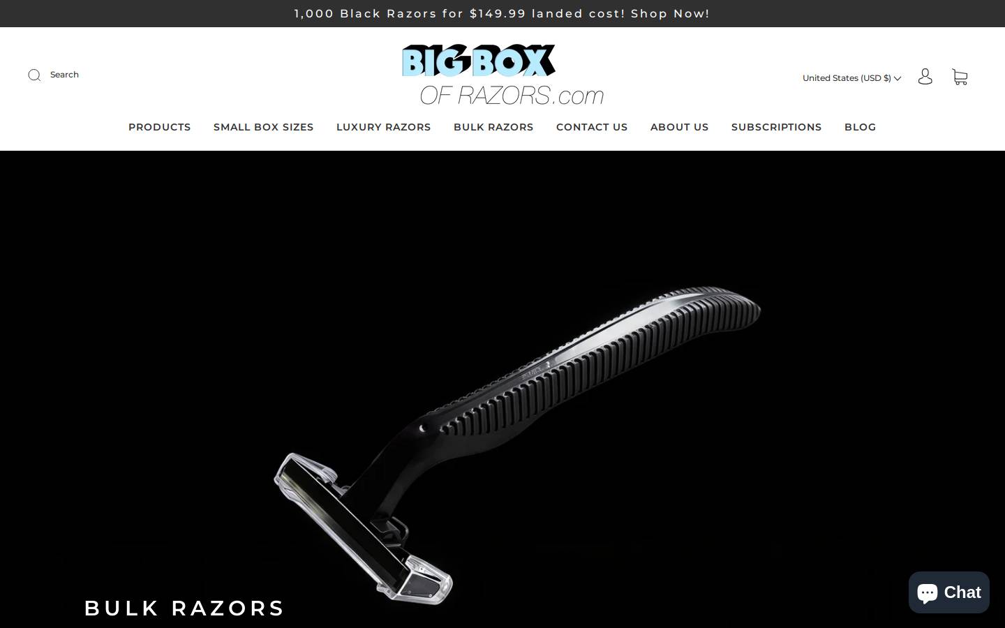 bigboxofrazors.com homepage screenshot