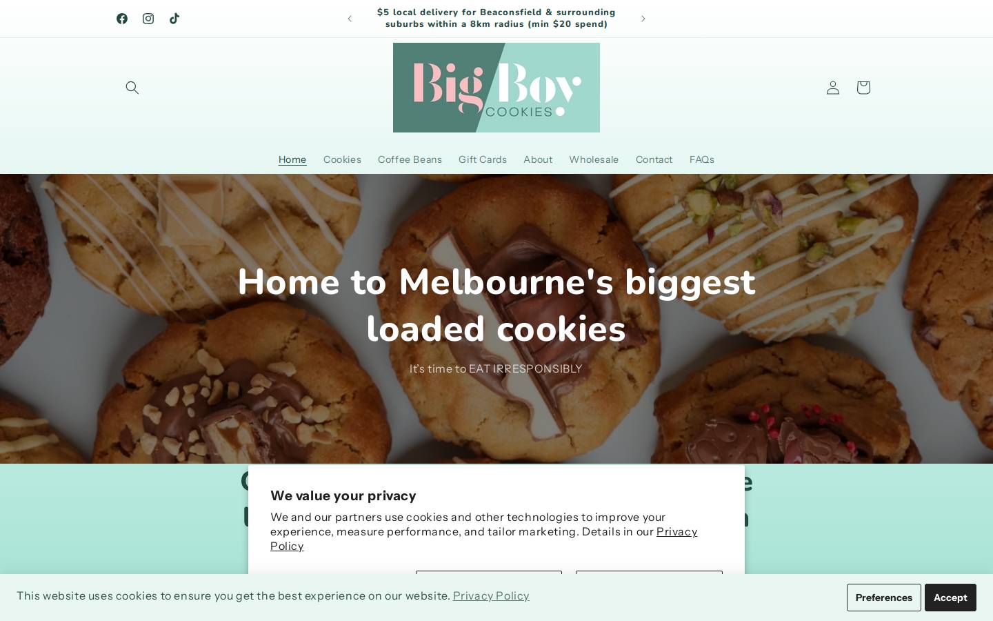 bigboycookies.com.au homepage screenshot