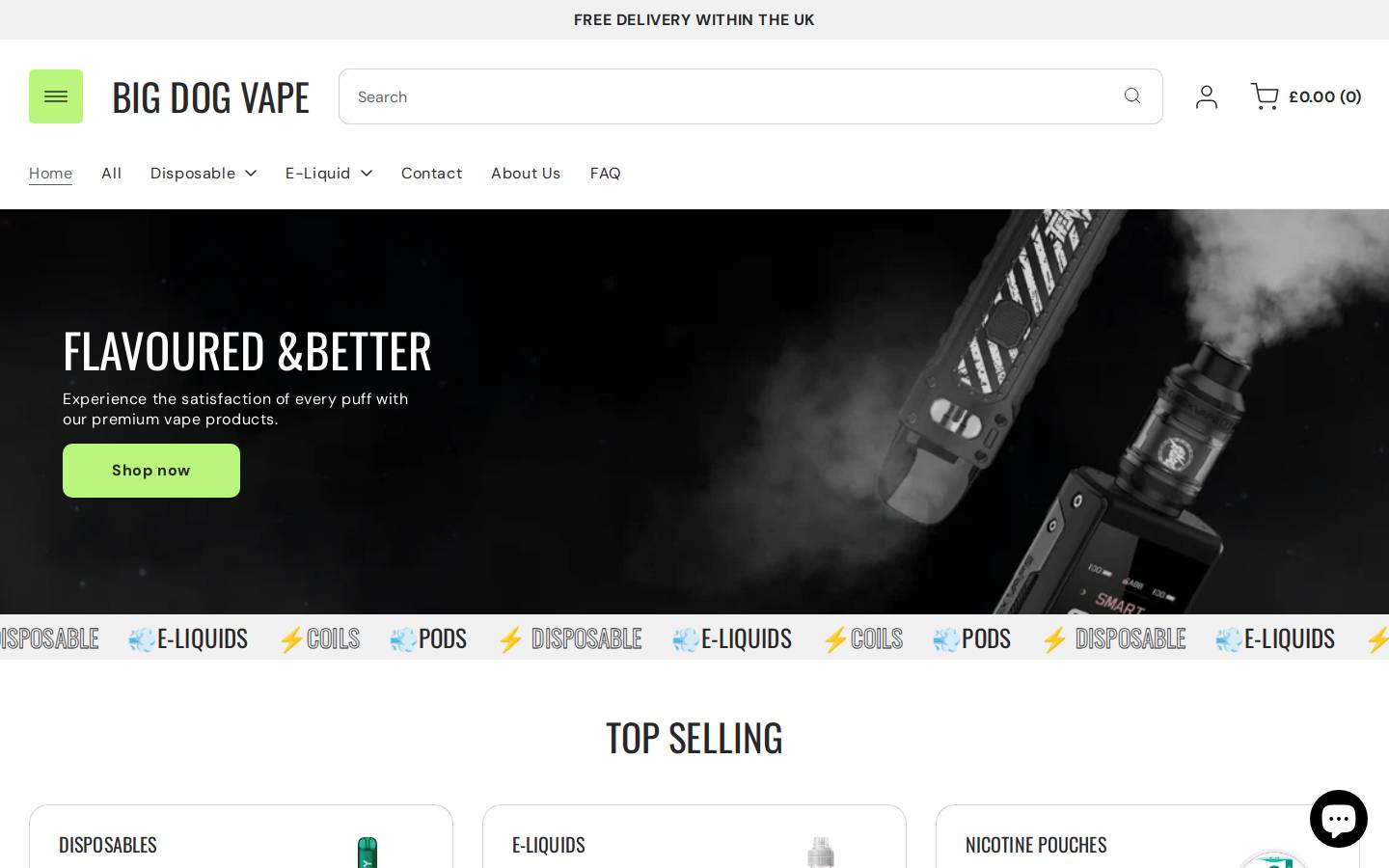 bigdogvape.com homepage screenshot