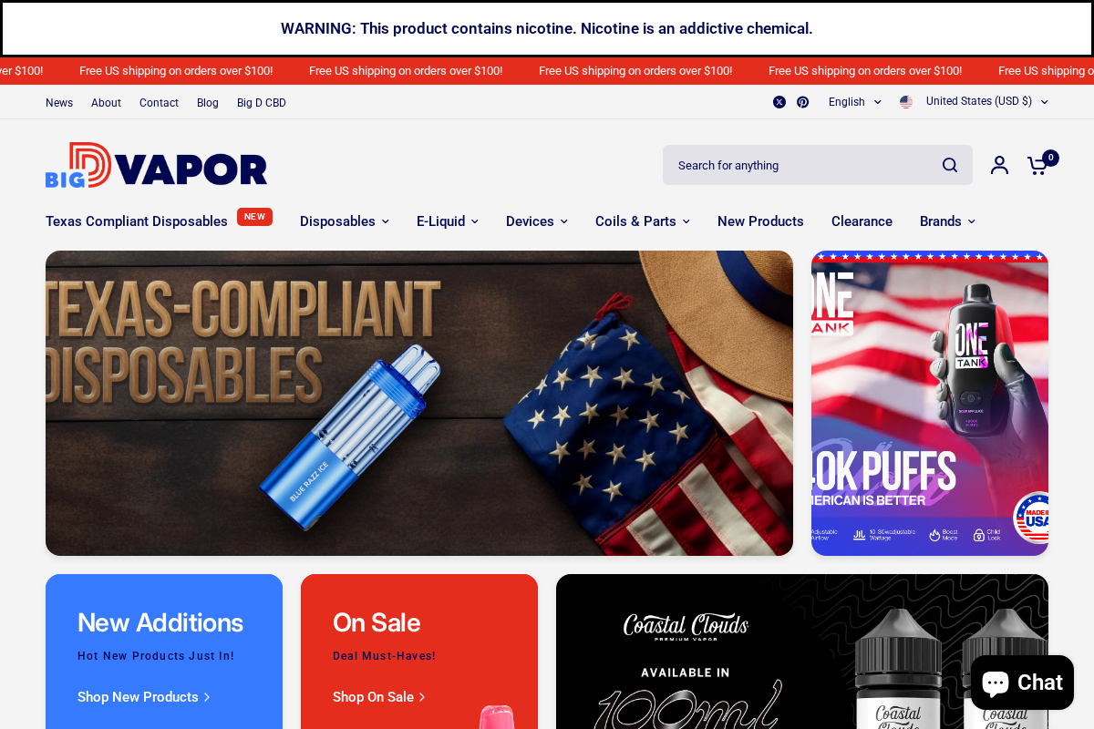 Big D Vapor homepage screenshot