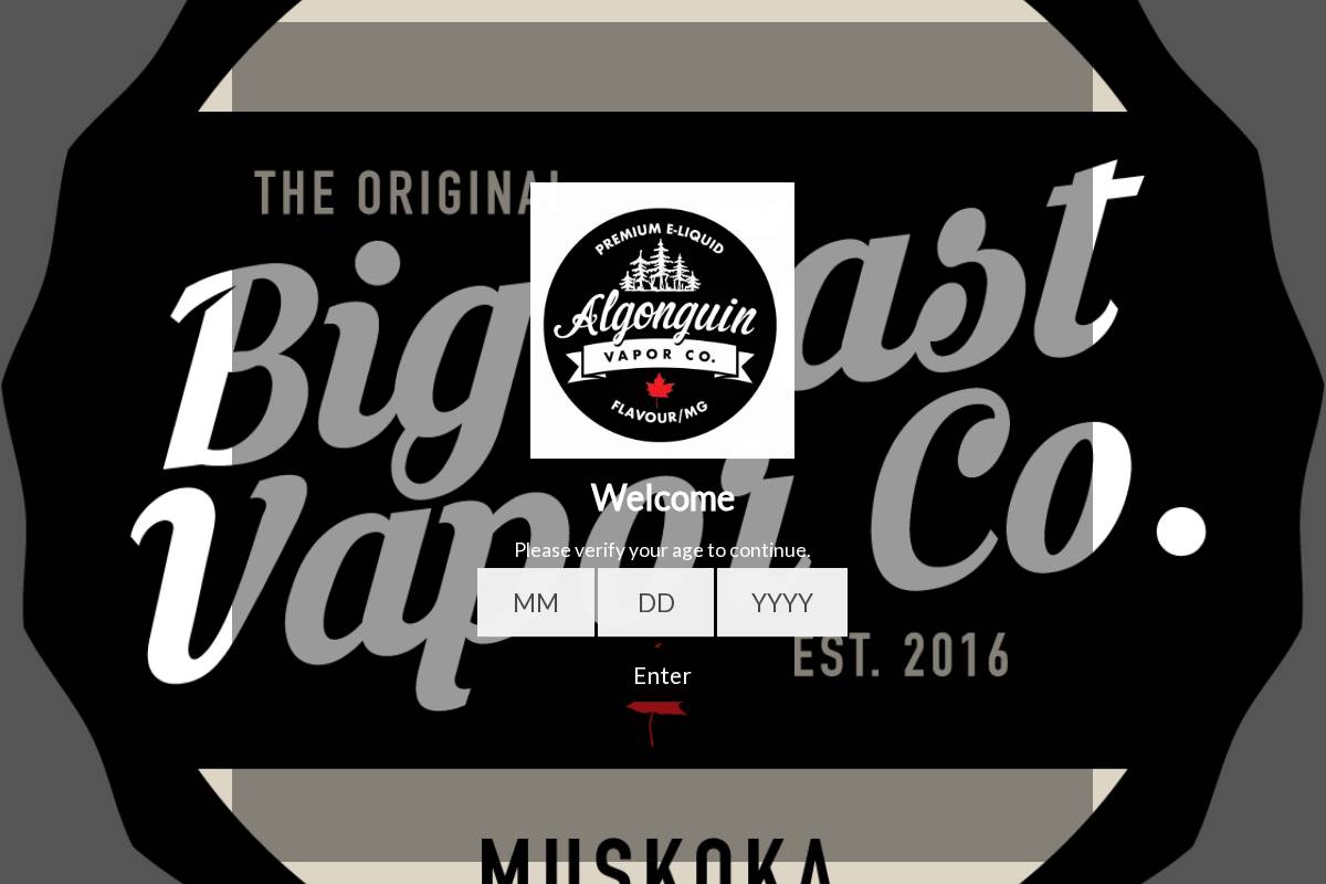 bigeastvapor.ca homepage screenshot