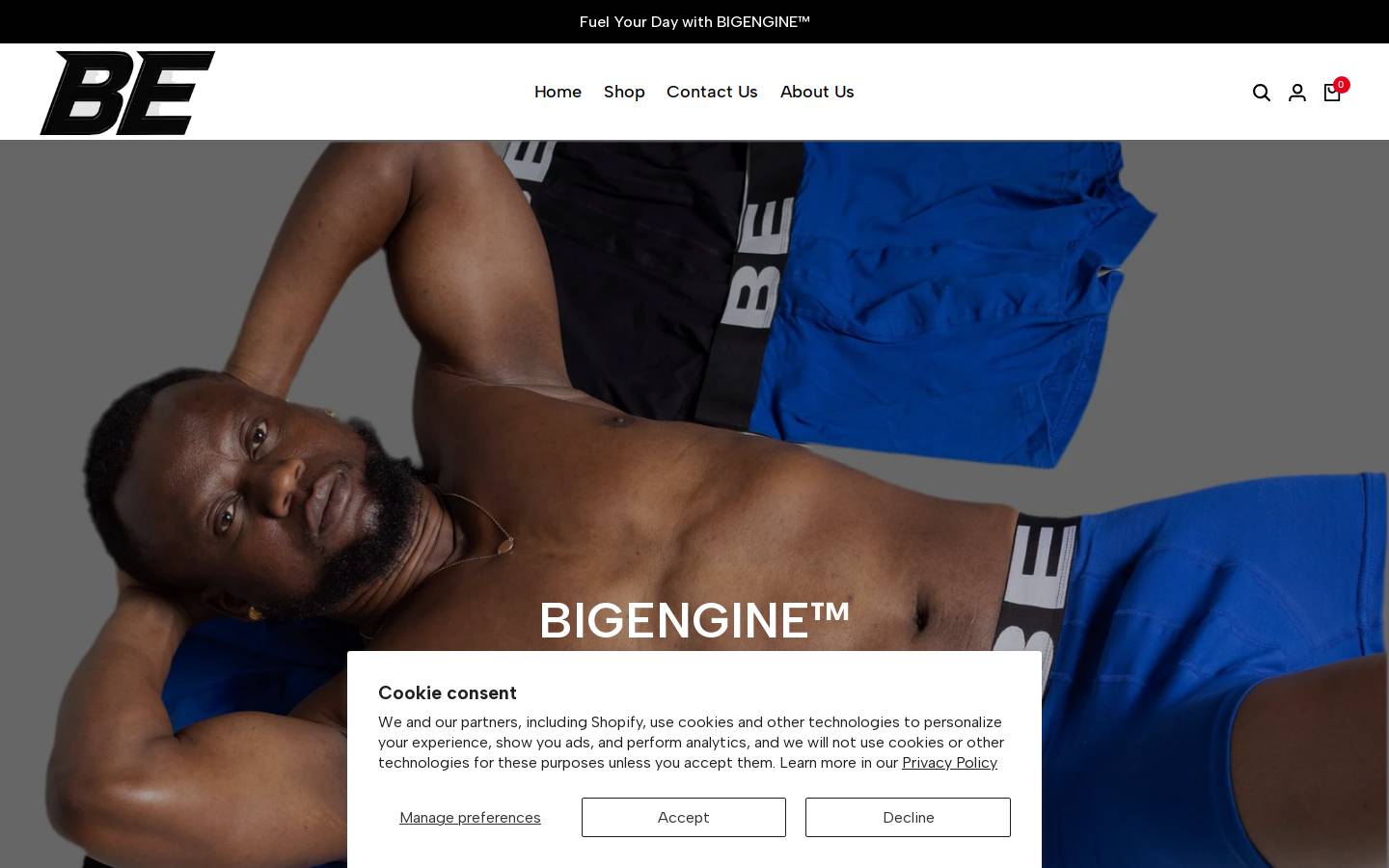 bigengineapparel.com homepage screenshot