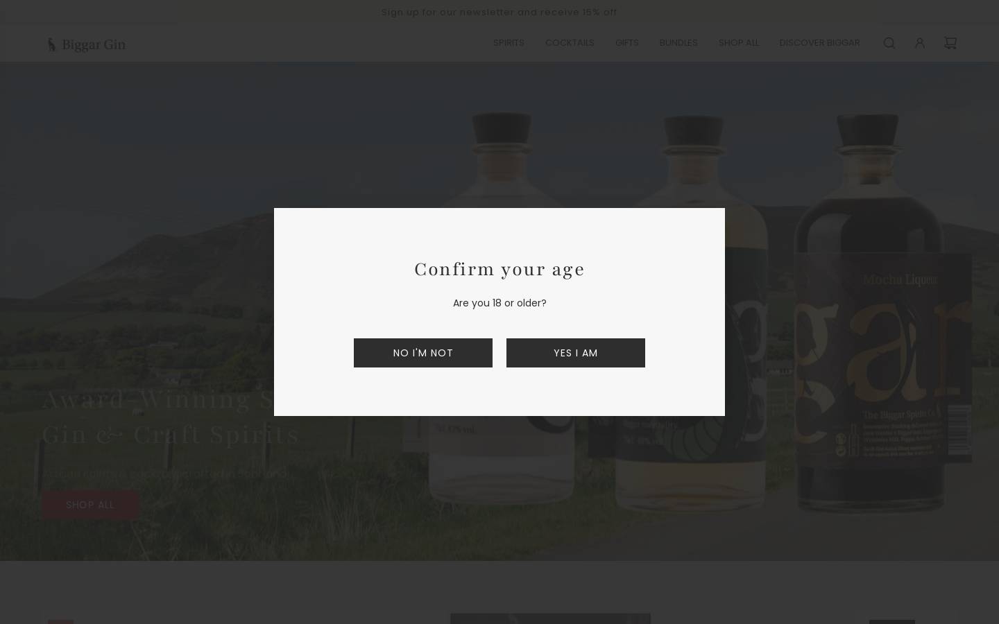 The Biggar Gin Company Limited homepage screenshot