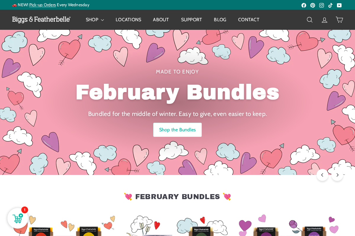 Biggs & Featherbelle homepage screenshot