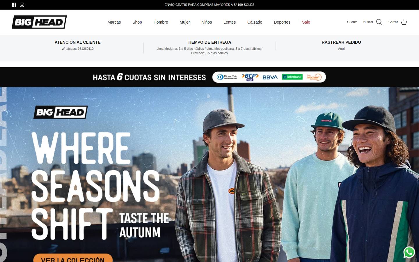 bigheadstores.com homepage screenshot