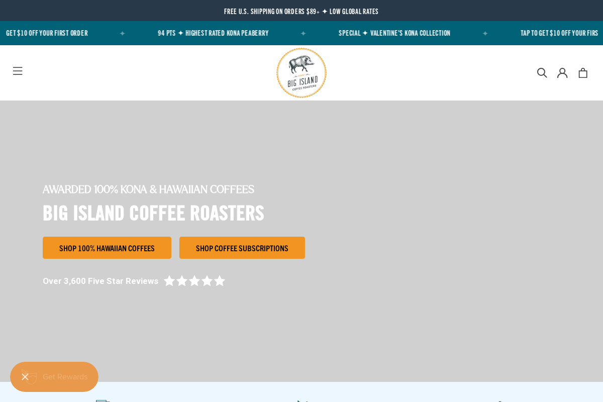 bigislandcoffeeroasters.com homepage screenshot