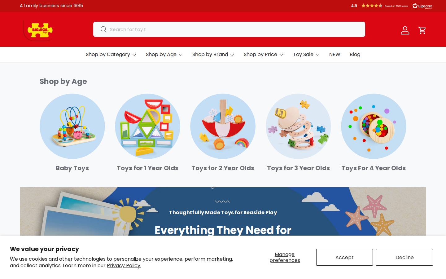 Bigjigs Toys homepage screenshot