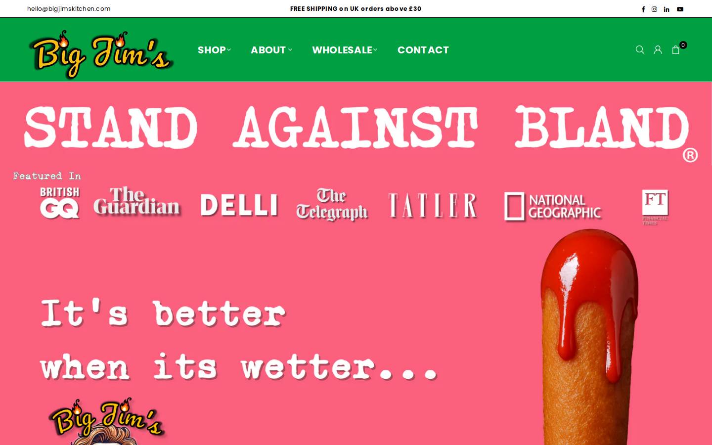 bigjimshotsauce.com homepage screenshot