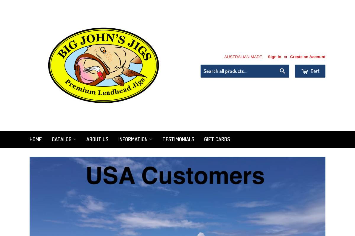 bigjohnsjigs.com.au homepage screenshot