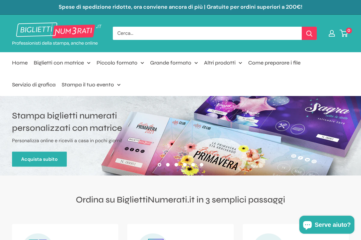 BigliettiNumerati homepage screenshot