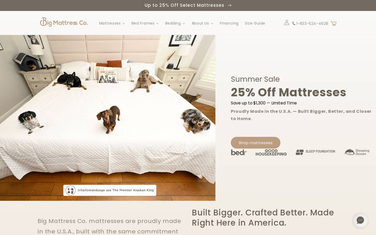 bigmattressco.com homepage screenshot