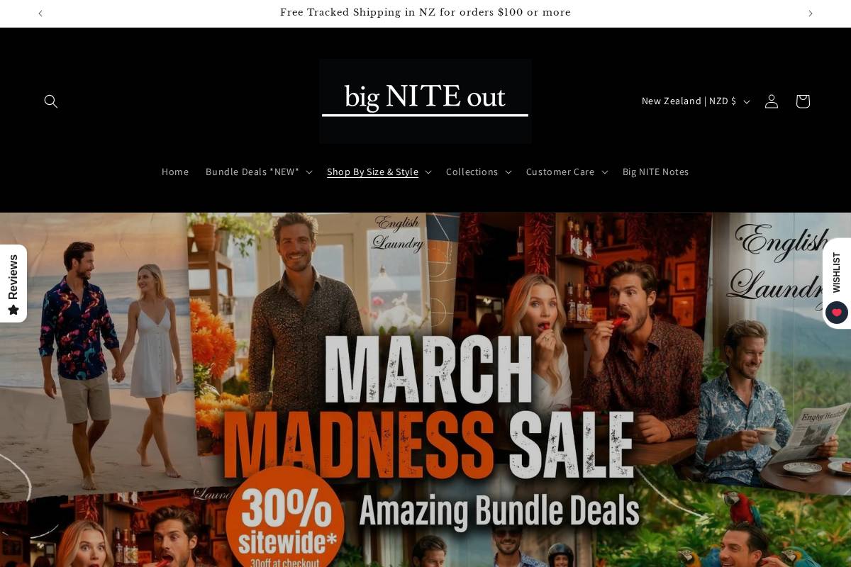 bigniteout.co.nz homepage screenshot