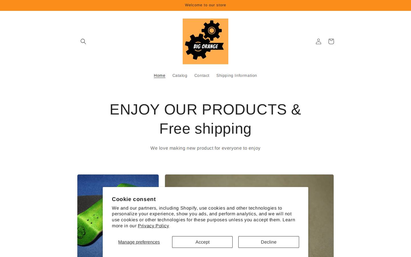 bigorangeproducts.com homepage screenshot