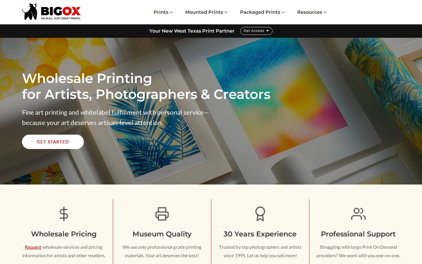 bigoxprinting.com homepage screenshot