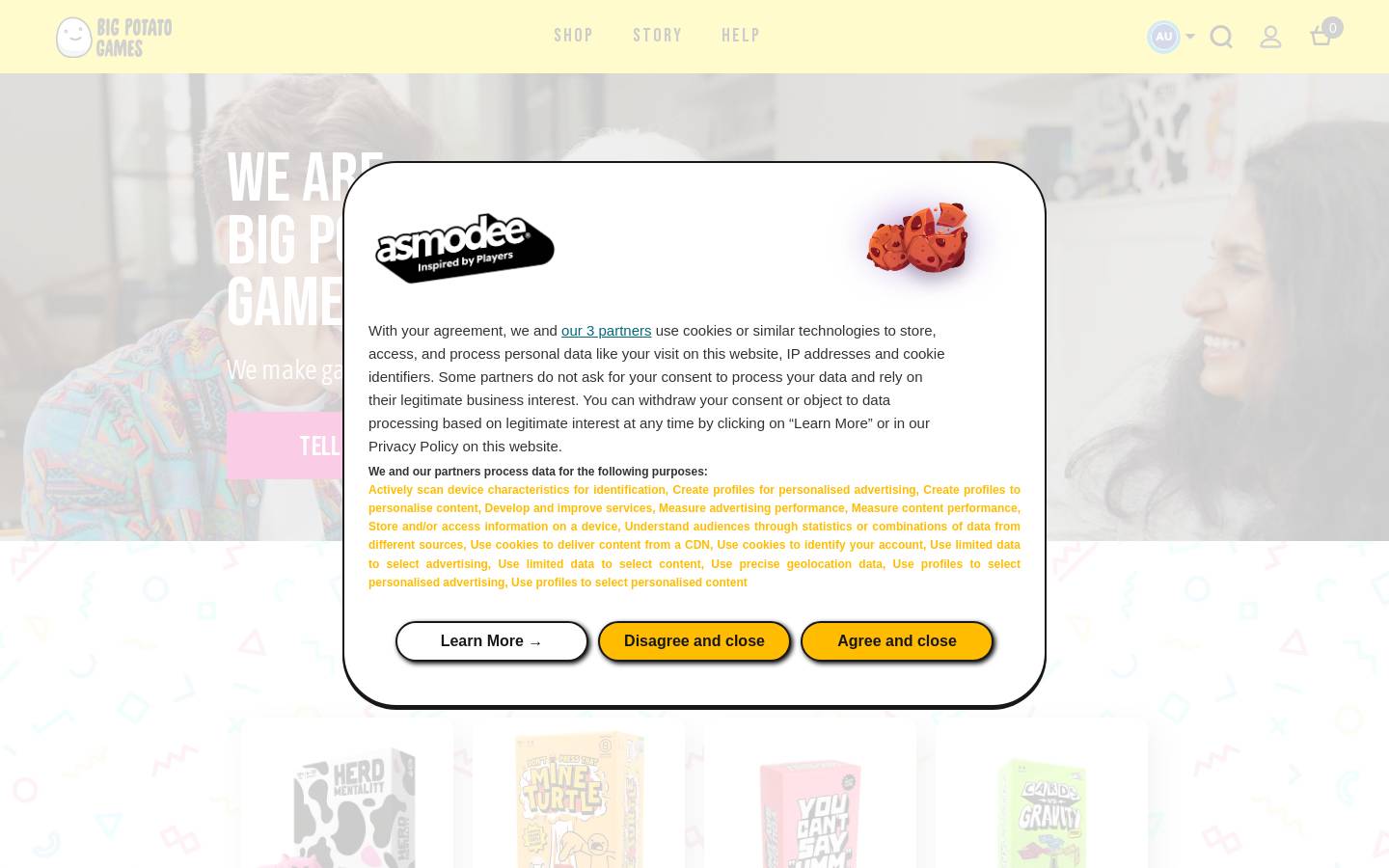 Big Potato Games homepage screenshot