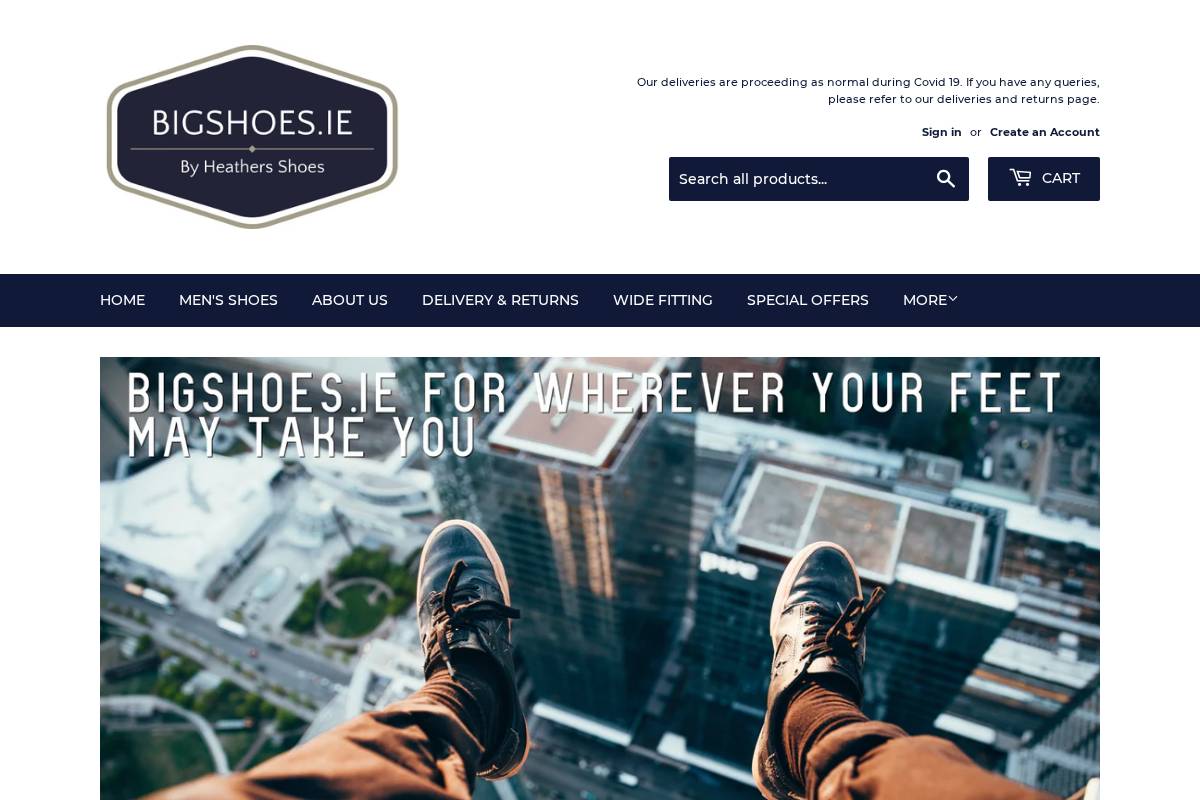 Bigshoes homepage screenshot