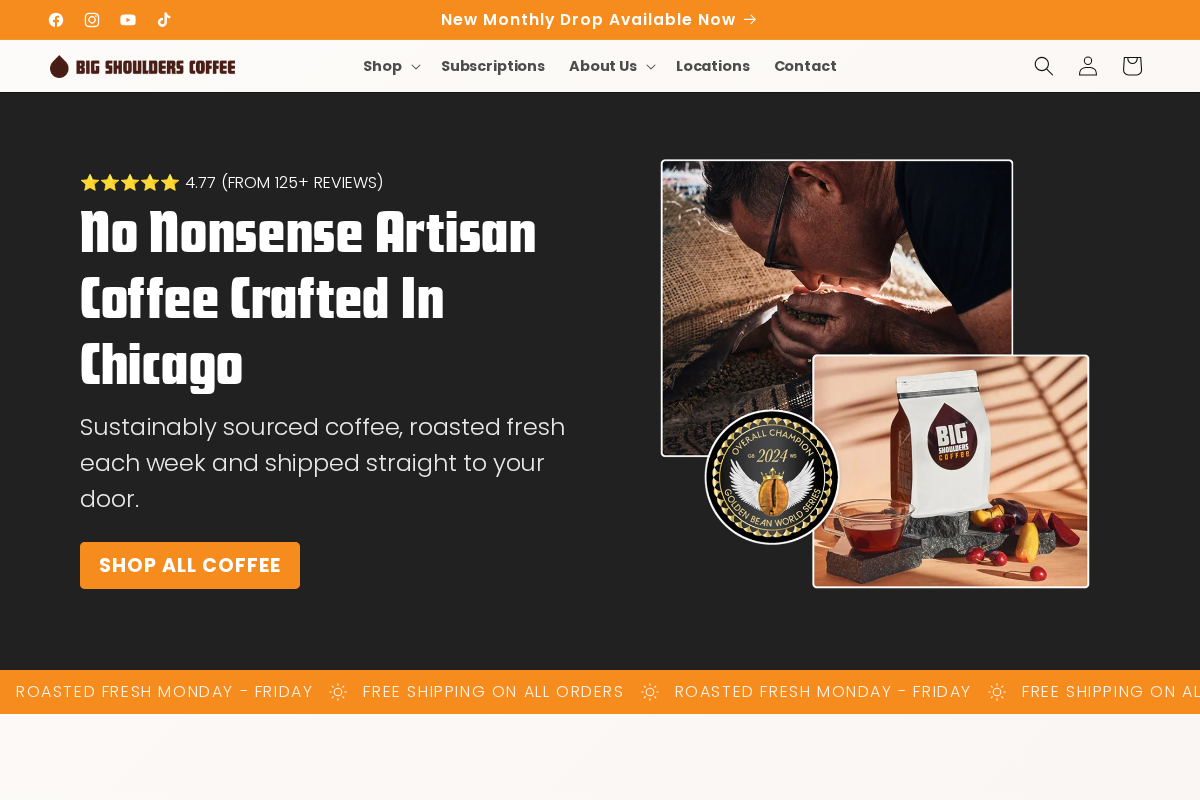 Big Shoulders Coffee homepage screenshot