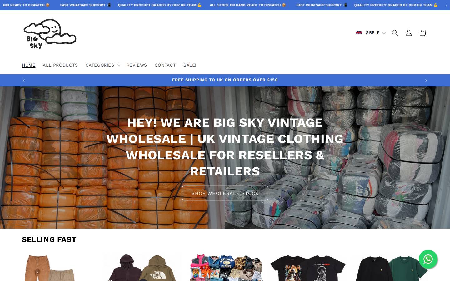 Bigskyvintagewholesale homepage screenshot