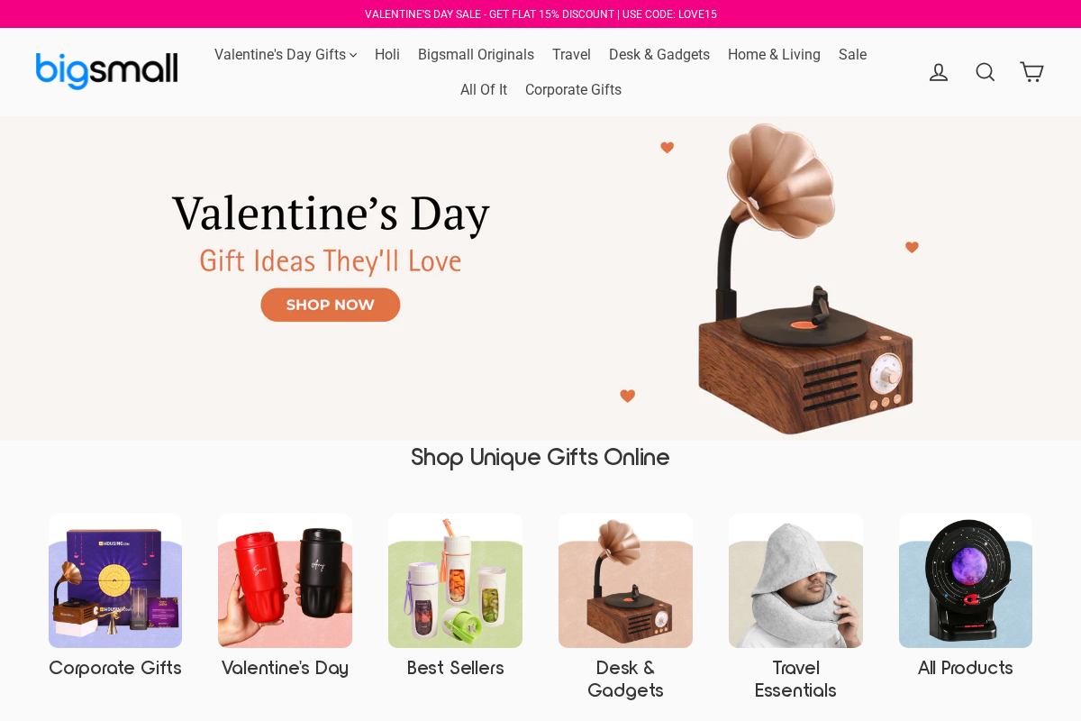 Bigsmall.in homepage screenshot