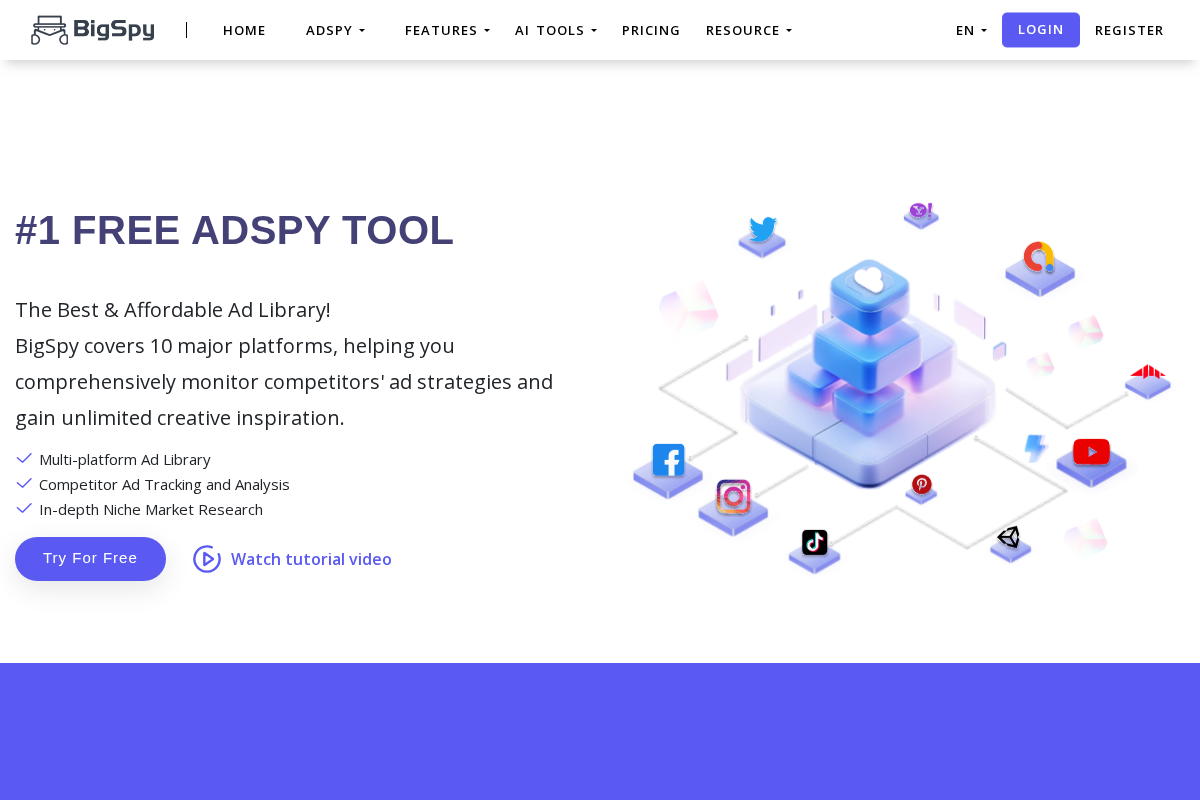 BigSpy homepage screenshot