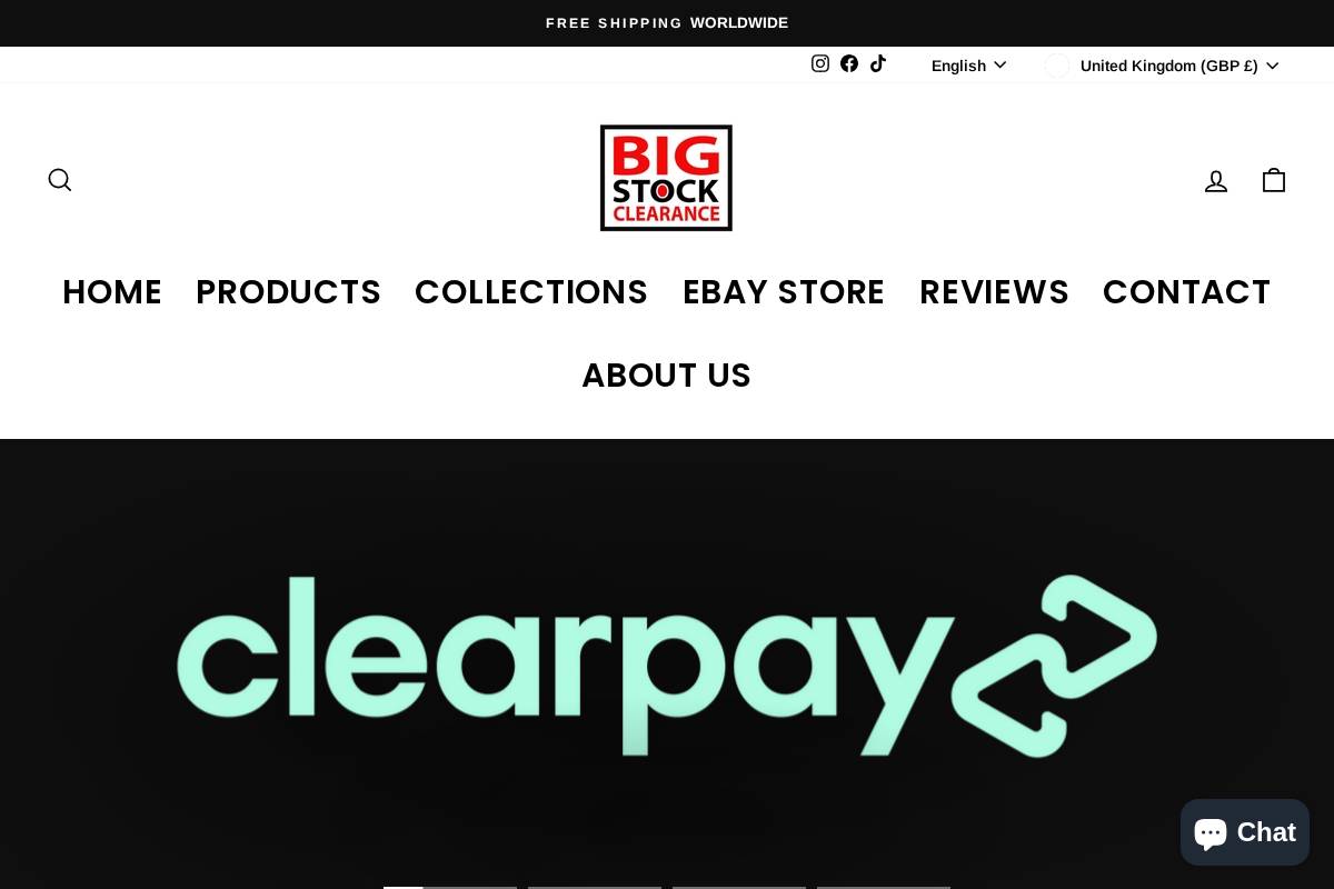 bigstockclearance.com homepage screenshot