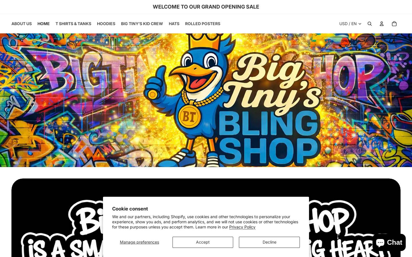 bigtinysblingshop.com homepage screenshot