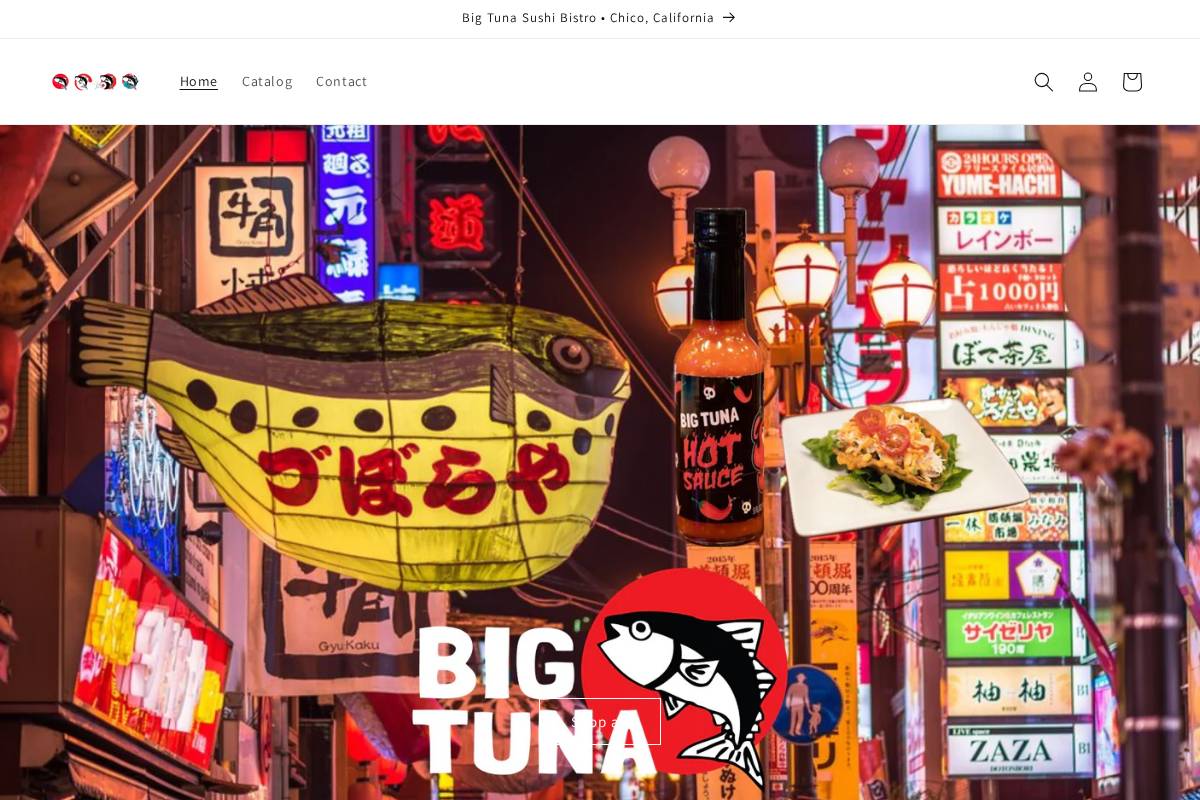 bigtunahotsauce.com homepage screenshot