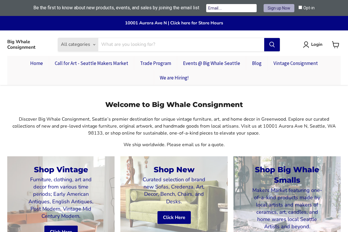Big Whale Consignment homepage screenshot