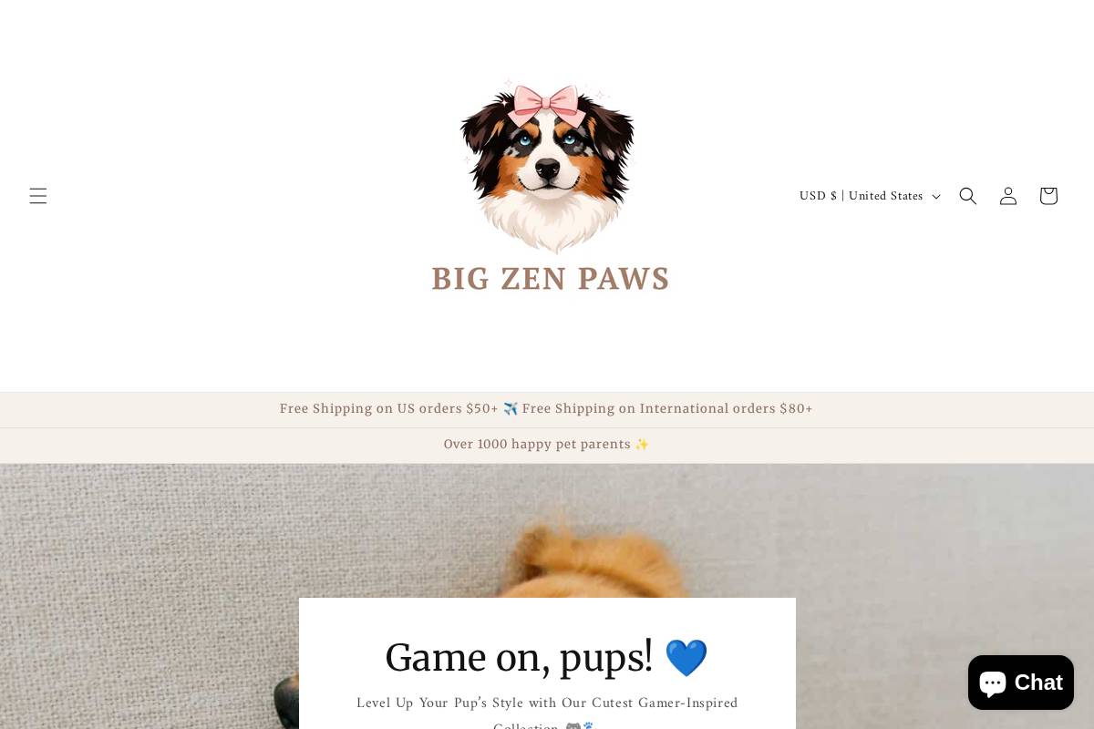 bigzenpaws.com homepage screenshot